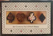 2003 Set of 4 BIA CORDON BLEU Porcelain BRIDGE MIX Snack Dishes Poker Cards NIB