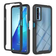 TCL 20L+ / TCL 20L Plus Military Grade Shockproof Clear Heavy Duty Case Bumper Drop Protection Tough Cover (Black)
