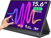 EVICIV Portable Monitor 15.6" 120HZ Touchscreen with Built-in 10800mAh Battery, FHD 1080P IPS Second Screen w/Mini HDMI & Type C Port for Laptops, Gaming Devices, Tablets, Phones, Cameras