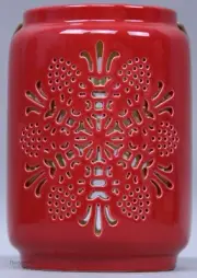 Merry Brite Christmas 7 in Red Ceramic Snowflake Candle Lantern Luminary Holder