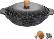 Non-Stick Casserole Dutch Oven Pot with Lid 2.5 Qt Shallow Braiser Pan for Stovetop & Oven, Cast Aluminum with Maifanite coating, Ideal for Cooking Rice, Soup, Stews,Black
