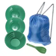 12" 10" 8" Green Gold Pans & Scoop Gold Panning Kit, Drawstring Pack