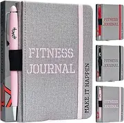 A6 Pocket Sized Premium Sweatproof Fitness Journal Planner Daily Exercise Log Book For Men & Women – Set 15 Goals, Track 93 Workouts, Measure Progress & Log 24 Personal Records (Pink)
