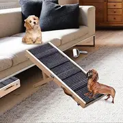 Aitakatta Dog Ramp for Bed, Adjustable Portable Folding Pet Ramp, 32" Long Wooden Pet Ramp with Non-Slip Traction Mat for Small Medium Dogs, Dog Climbing Ladder for Sofa, Bed, Couch,Car(LGPT1,Gray)