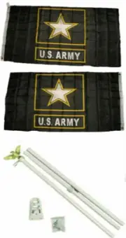 3x5 U.S. Army Star 2ply Flag White Pole Kit Set 3'x5'