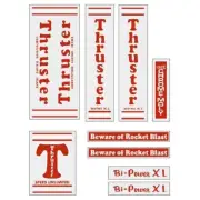 Thruster - BI POWER XL RED T on CLEAR decal set - old school bmx
