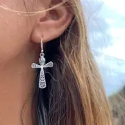 Filagree Ankh Silver Earrings