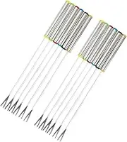 Luxshiny 12Pcs Stainless Steel Fondue Forks with Heat Insulating Handles for Cheese and Dessert Dipping for Parties and Entertaining