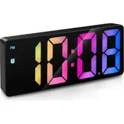 Colorful Digital Alarm Clock Voice Control Colorful Font Night Mode Table Clock