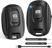 Bluetooth Camera Remote Shutter for iPhone and Android Smartphones, Rechargable Wireless Phone Remote Control,Selfie Button for Photos and Videos Charging Cable and Wrist Strap Included (2 Pack)