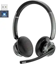 KONNAO Wireless Headset, 2024 New V5.3 Headset with USB Dongle, Computer Headphones QCC3034 AI Noise Cancelling Microphone & Mic Mute, 30H Worktime for Computer/Laptop/Skype/Zoom/MS Teams