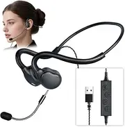 USB Gaming Headset with Noise Canceling Microphone, Over-Ear Design, Inline Volume Control, Black