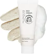MIDHA RICE BRAN SCRUB FOAM 5.07fl.oz/150ml, Deep Cleansing, Pore-Purifying, Gentle Exfoliating – Soft Micro-Foam Face Wash with Balanced pH & Hydrating, Nourishing Care