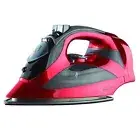 Steam Iron with Retractable Cord, Non-Stick, Red