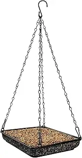 Hanging Bird Feeder Tray Metal Mesh Platform Seed Feeder with Durable Chains for Outdoors Garden Great for Attracting Birds (1 Pack)