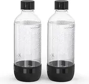[Mycket] Soda Maker Bottles, 1 Liter Carbonating Bottles, BPA Free, Reusable Sparkling Water Bottles, Replacement Bottle for Soda Machine, 2 Pack, Black