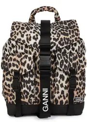 Ganni Leopard-print Nylon Backpack One Size