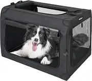 PETEASE Collapsible Dog Crates for Medium/Large Dogs, 3-Door Soft-Sided Pet Crate with Durable Mesh Windows, Portable Foldable Travel Kennel for Indoor, Outdoor & Car Use