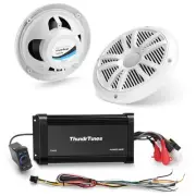 Marine Powersport Bluetooth Amplifier Audio System with 2pcs White Speakers, ...