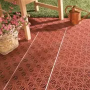 6 TERRA COTTA Interlocking Tiles Indoor Outdoor Path Mat Patio Walkway Barbecue