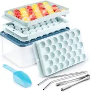 Gracenal Circle Ice Cube Tray Round Ice Cube Trays for Freezer with Lid and Bin