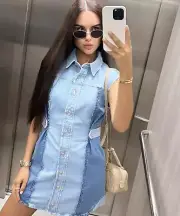 NWT_ZARA SS24 PATCHWORK Z1975 DENIM MINI DRESS 5862/085_XS-XL