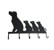 Coat / Key Hooks Cute Dog and Puppies 5 Hooks Matte Black Metal
