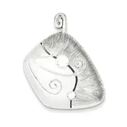 Sterling Silver Cz & Matte Curl Pendant