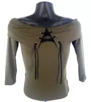CHARLOTTE RUSSE Womens Blouse SIZE M 3/4 Sleeve Green Polyester Spandex