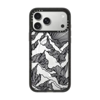 iPhone 17 Pro Max Impact Case MagSafe Compatible AIM HIGH 1, MOUNTAINS B&W MINIMALIST NATURE ILLUSTRATION