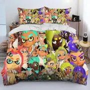 v4958 Bed Sheets Splatoon Game Gamer Bed Duvet Cover Bed Set Cover Pillowcase Bedding Set Bed Sheets IU4958