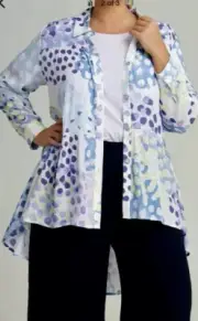 TS TAKING SHAPE VIRTU plus sz XL 24 Fireworks Spots Shirt Hi Lo Hem NWT rrp$110