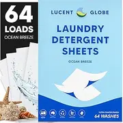 Laundry Detergent Sheets, 64 Washes, Plant-Based, Biodegradable, Plastic Free Packaging 64 Count (Ocean Breeze)
