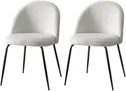 [Artiss] Fabric Dining Chairs Set of 2, Boucle Sherpa Kitchen Chairs with Metal Legs, Upholstered Nursing Seats Reading Seating, Home Furniture for Living Room Bedroom Cafe Office, in 48cm Seat Height