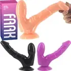 FAAK Realistic Double Ended Dildo Dong Penetration Suction Cup Harness Sex Toy