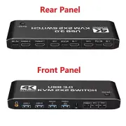 2 in 2 out Dual Monitor HDMI KVM Switch Display USB 3.0 HDMI KVM Switch