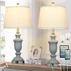 25.6" Coastal Table Lamps set of 2 with USB C+A Ports & AC Outlet for Rustic ...