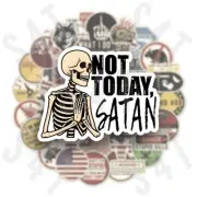 Not Today Satan Hard Hat Sticker Blue Collar Decal Badge Skeleton Praying