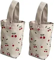2PCS Canvas Tote Bags for Shopping - Cylindrical Shape Handbags with Cartoon Printing, Reusable Eco-Friendly Canvas Bags for Groceries, Gifts, and Daily Use