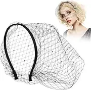 [VERDANVERSE] Elegant Mesh Veil Headband for Women Stylish Fascinator Hair Accessory for Weddings Birthdays and Tea Parties Lightweight Comfortable Design Black