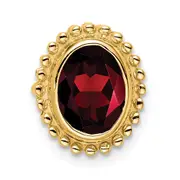 14K Yellow Gold Oval Garnet Chain Slide