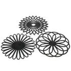 3pcs Black Trivet Mat Heat Insulation Mat Hot Pots and Pans