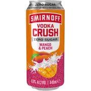Smirnoff Crush Mango & Peach Zero Sugar 6% Can 440mL