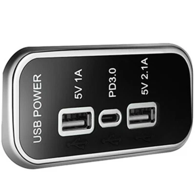 3 Ports Type-C Dual USB Socket Charger LED Light Power Outlet For Car Boat ATV (for: Fiat)