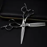 Hair Cutting Scissors, 6 Inch Professional Steel Upscale Scissor Gem Cutting Barber Haircut Thinning Shears Hairdresser Scissors Set