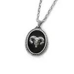 STING925 RAM SKULL ONYX SILVER PENDANT