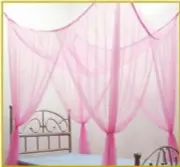 Pink Four 4 Post Bed Canopy Netting Curtains Sheer Panel Fabric Corner ANY SIZE