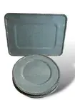 Aqua Rope Edge Melamine Dinner Plate W Platter Set 8 Plates