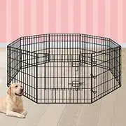 Beastie Foldable Pet Dog Metal Playpen 24", 8 Panels Folding Dog Play Pen Frame for Puppy Cat Rabbit Animal, Universal Portable Pet Exercise Cage Play Yard Enclosure Fence for Indoor Outdoor