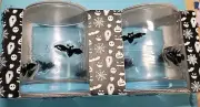 Set Of 2 Double-Old-Fashioned 14 oz Halloween Whiskey Glasses, Bat Themed